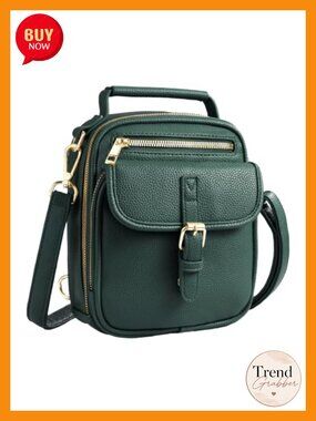 Vegan Leather Crossbody Bag for Women with 2 Straps, Anti Theft RFID Zipper